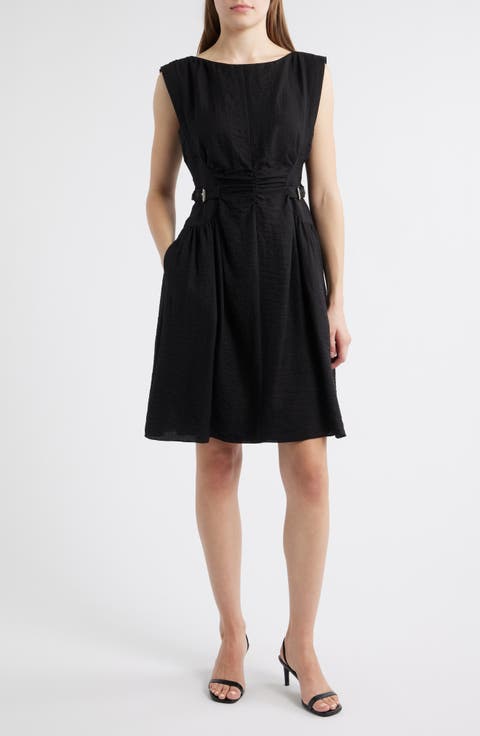 Sleeveless Crepe Fit & Flare Dress