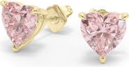 HauteCarat Pink Lab Created Diamond Stud Earrings