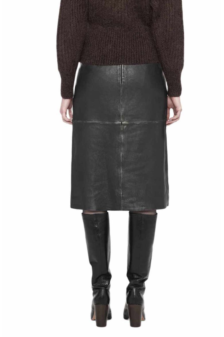 Olivia Leather Midi Skirt, Alternate, color, BLACK/ BROWN