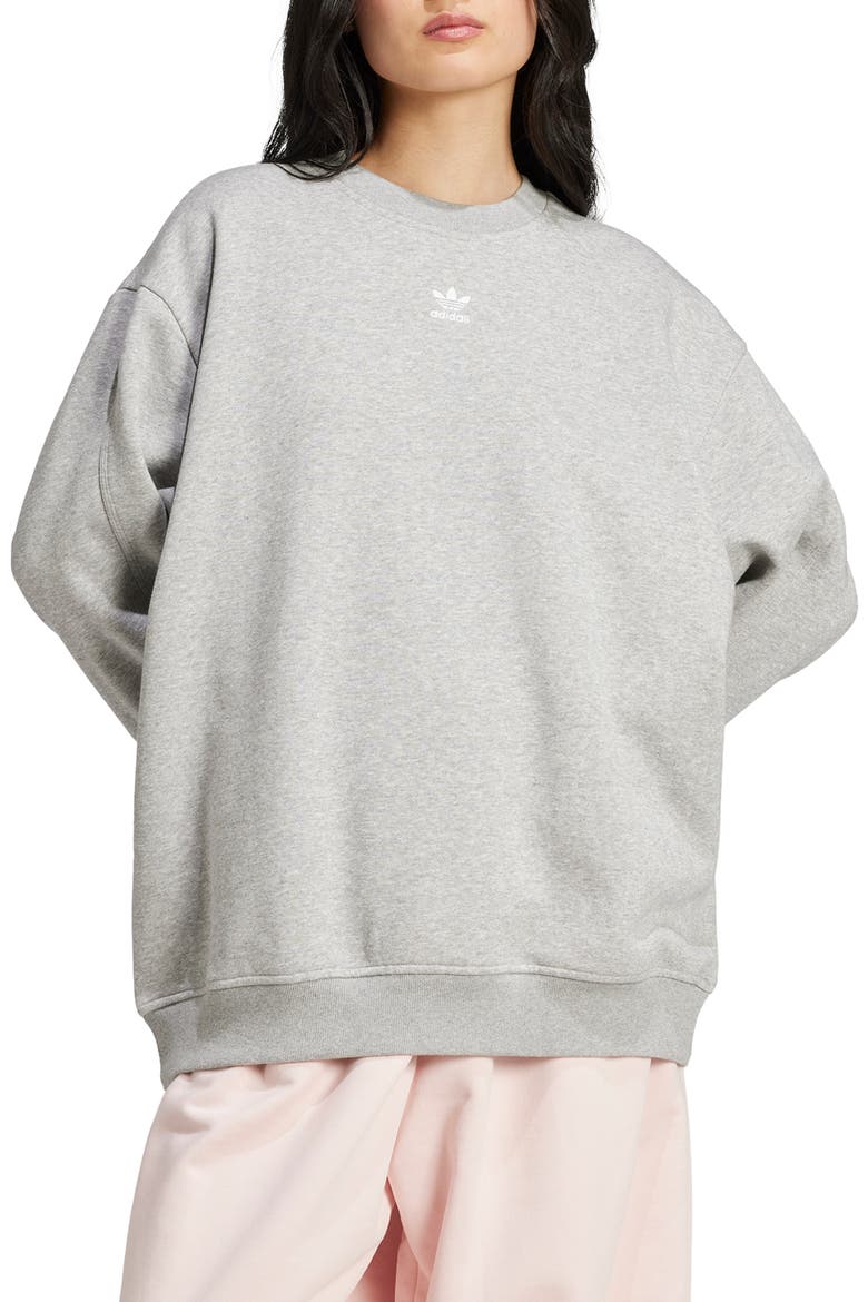 Essentials Oversize Crewneck Sweatshirt, Main, color, MEDIUM GREY HEATHER