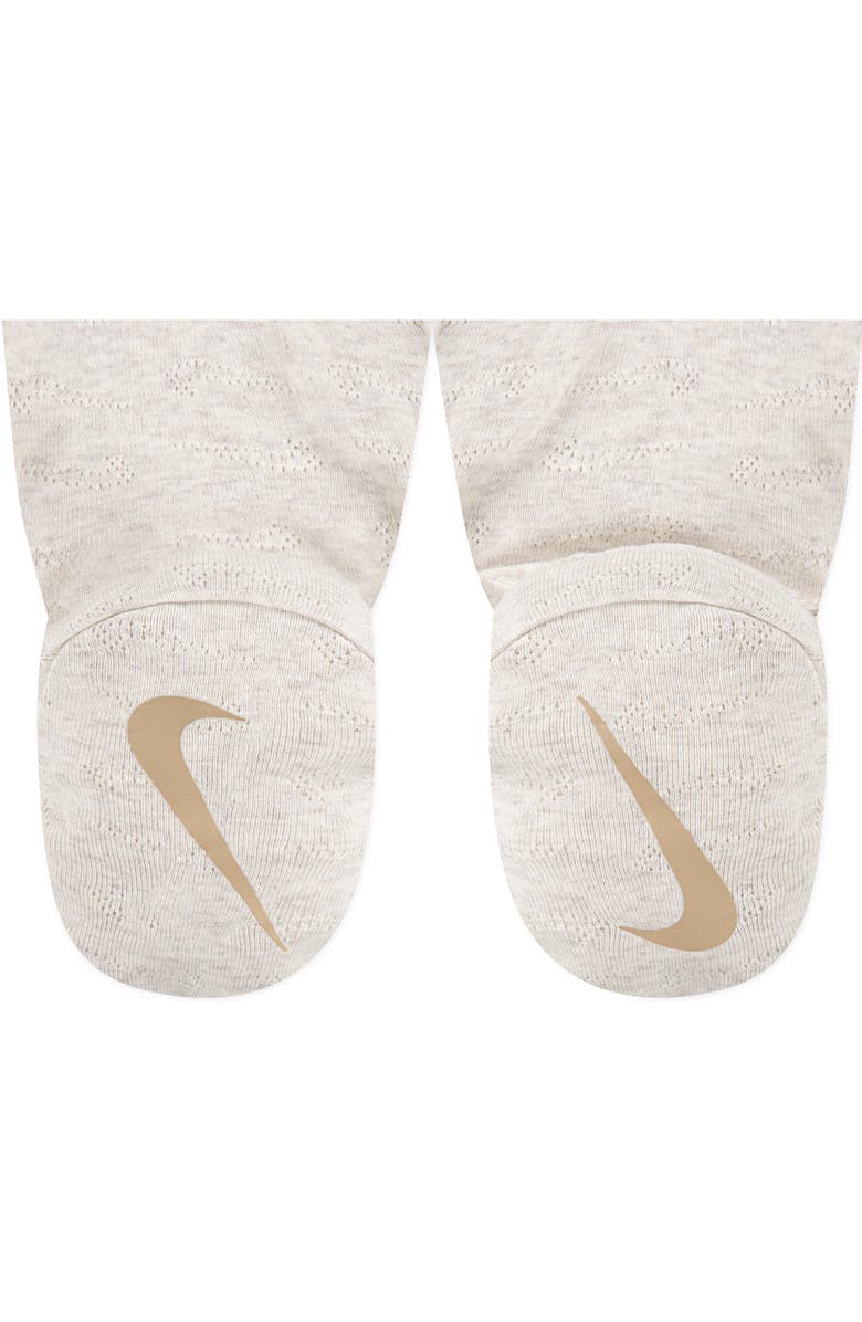 Nike Swoosh Logo Pointelle Footie, Alternate, color, Pale Ivory Heather