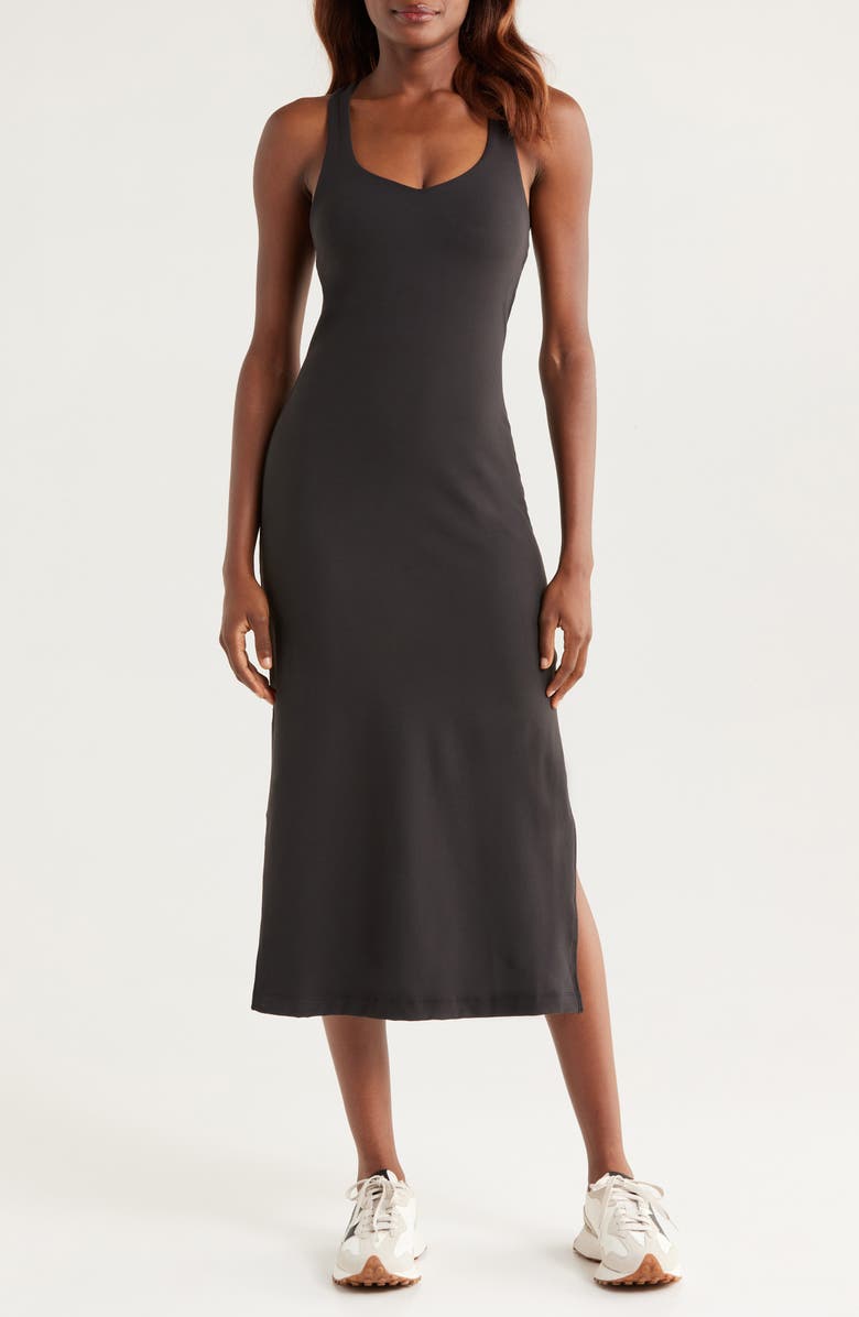 Vuori Halo Racerback Midi Tank Dress, Main, color, Solid Black