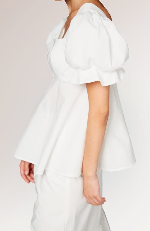 De Loreta Rosario Puff Sleeve Cotton Blouse In White