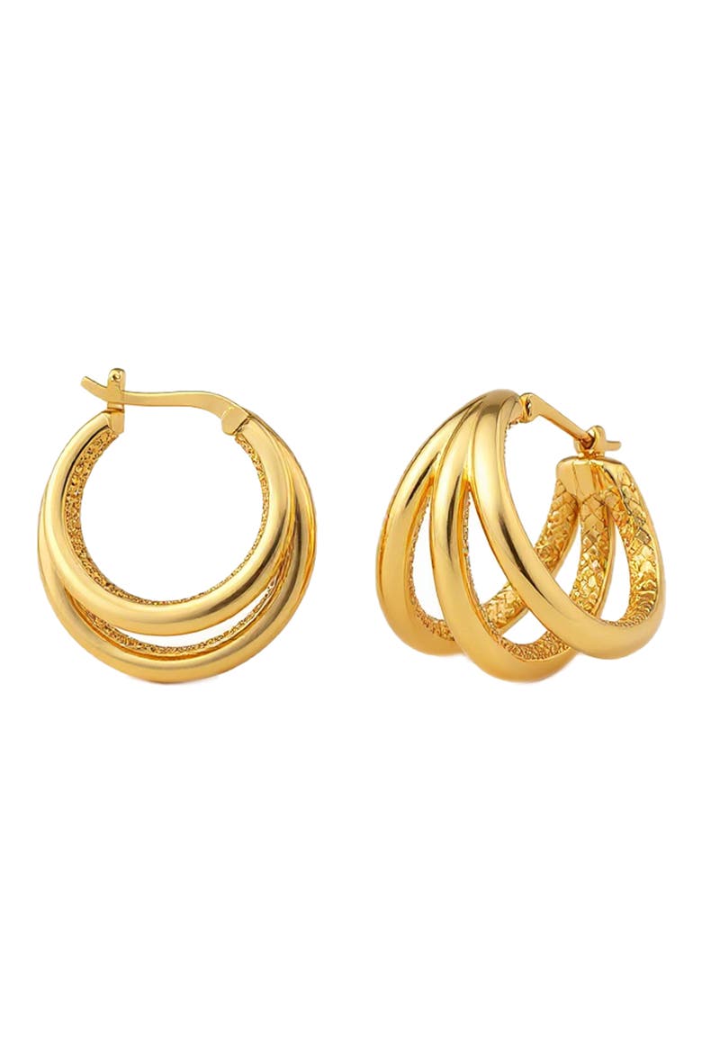 Triple Cage Hoop Earrings, Main, color, GOLD