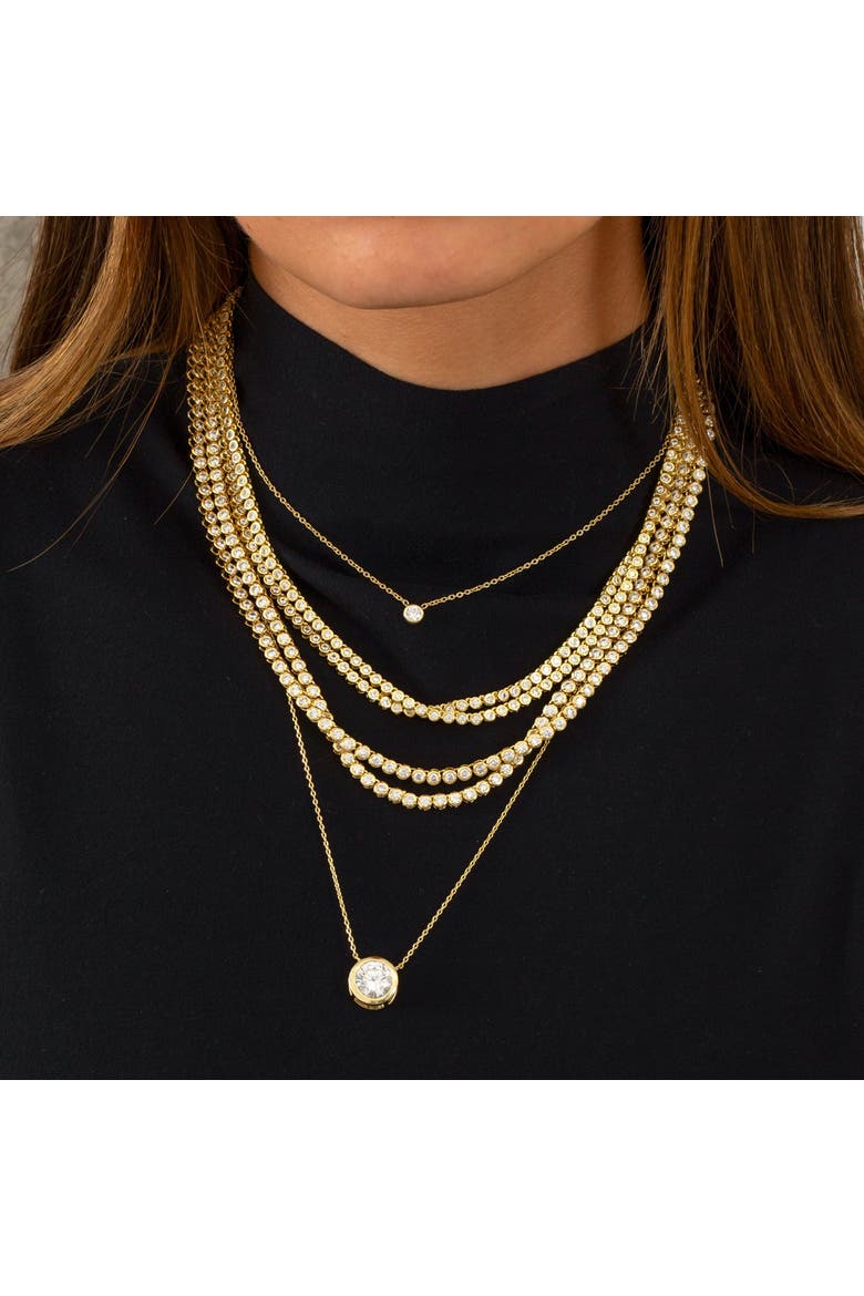 CZ Bezel Tennis Necklace, Alternate, color, Gold