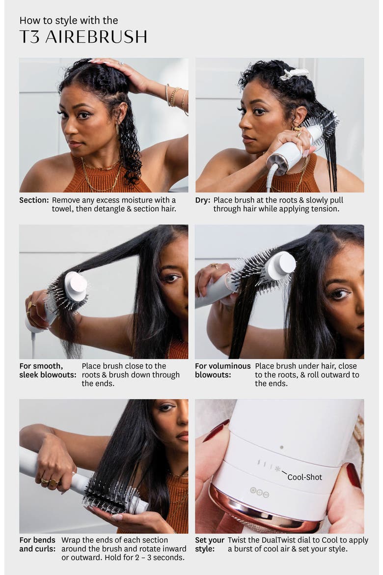 Airebrush Blow Dry Brush, Alternate, color, WHITE/ ROSE GOLD