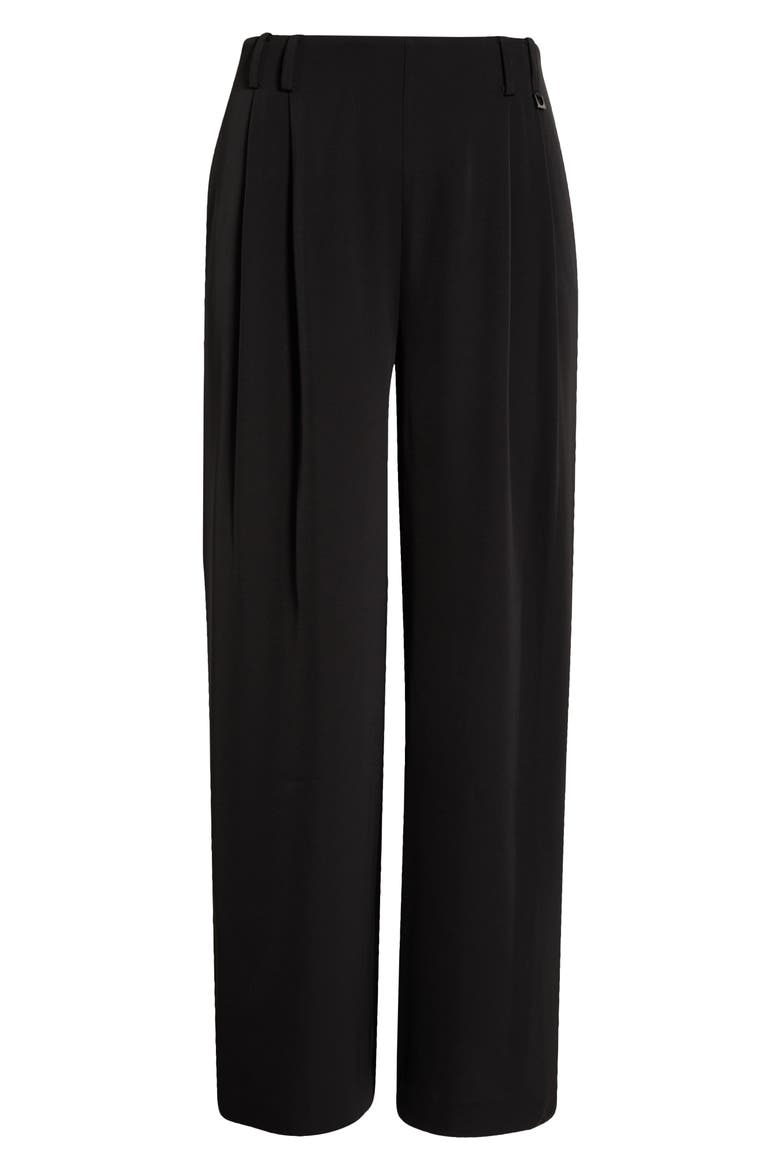 Darcy Pleated High Waist Wide Leg Pants, Alternate, color, BLACK