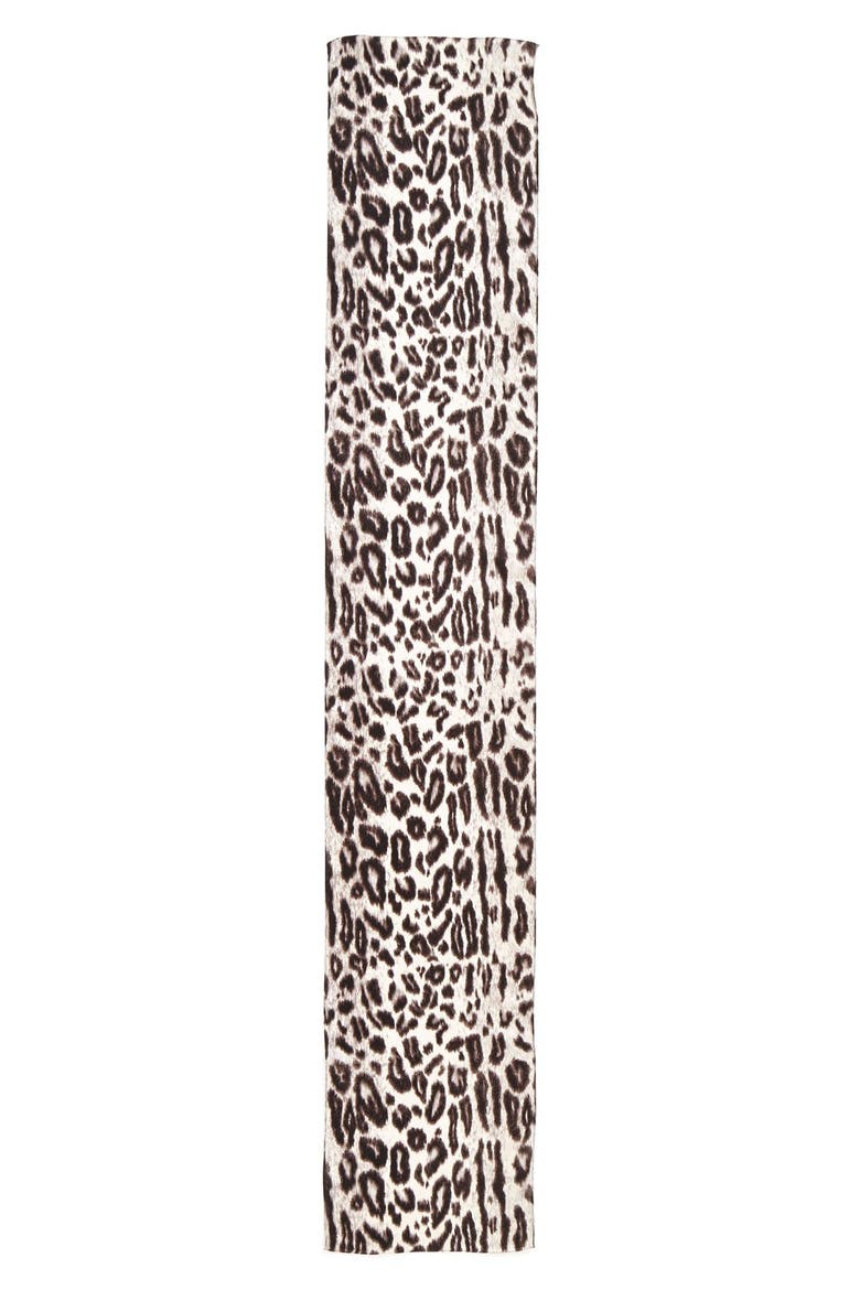 Leopard Silk Scarf, Alternate, color, BLACK