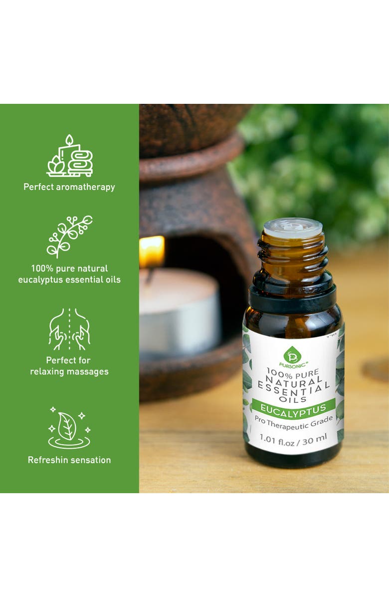 PURSONIC 100% Pure & Natural Eucalyptus Essential Oils, Alternate, color, Green