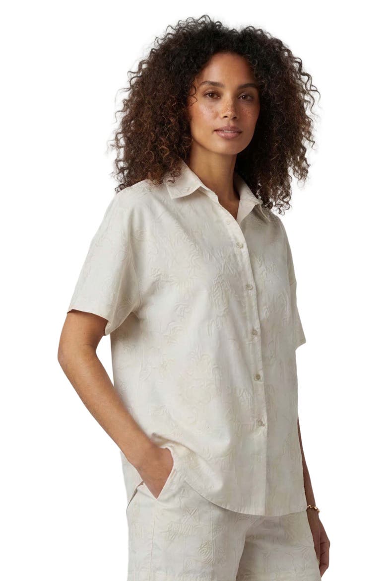 Paisley Explosion Womens Relaxed Linen Printed Shirt, Alternate, color, PAISLEY EXPLOSION IVORY