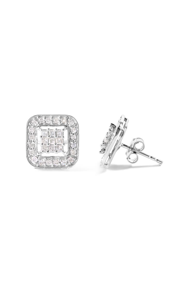 10K White Gold 5/8 Cttw Diamond Composite Stud Earrings, Alternate, color, White