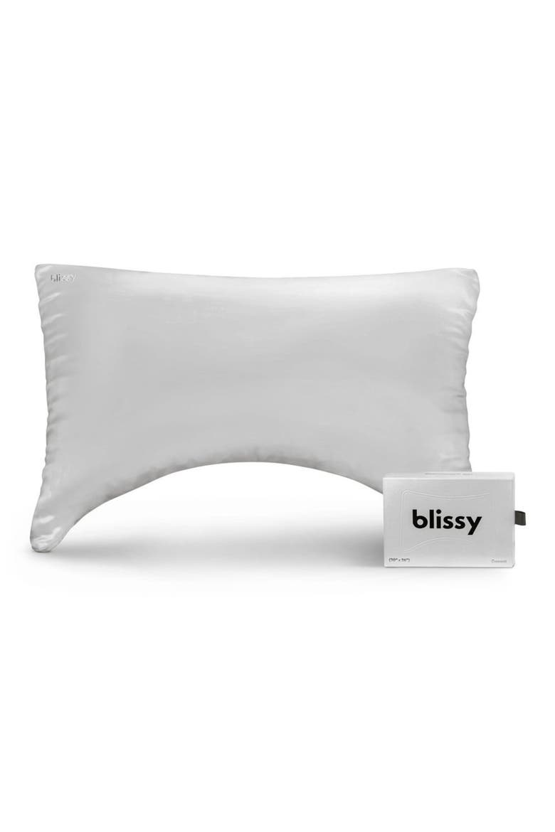Crescent Silk Pillowcase, Alternate, color, SILVER
