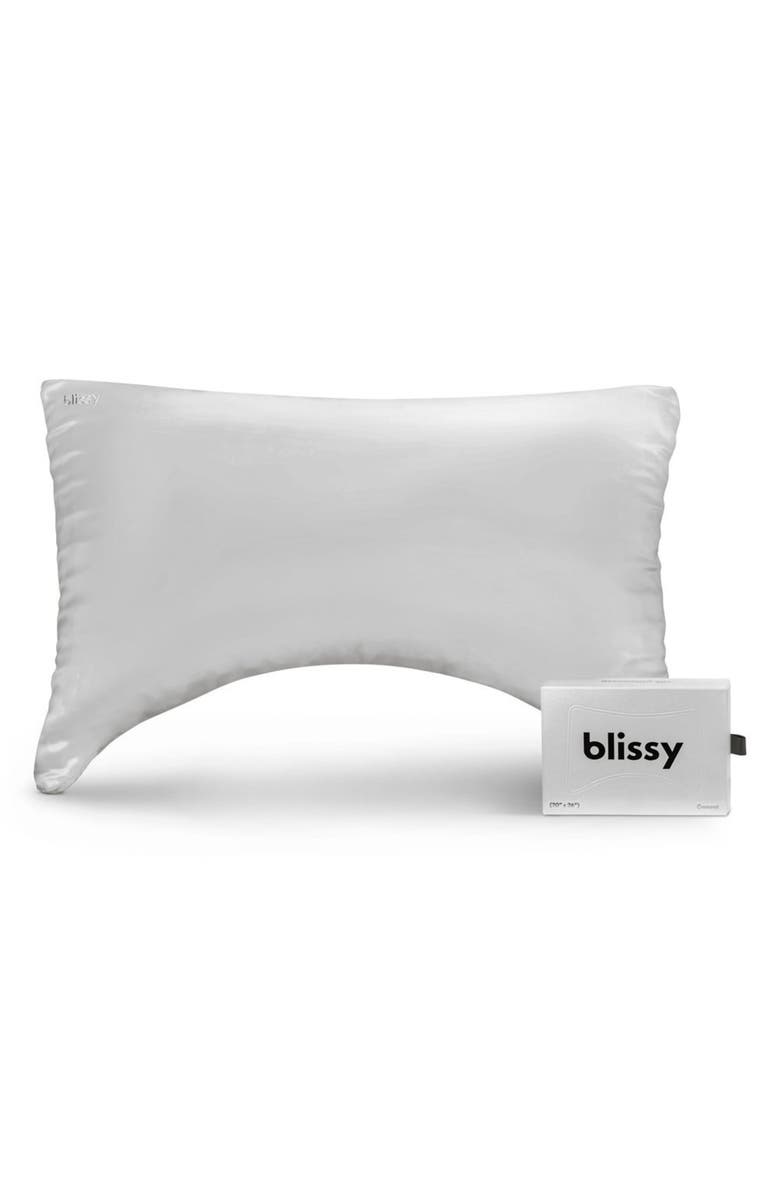 BLISSY Crescent Silk Pillowcase, Alternate, color, Silver
