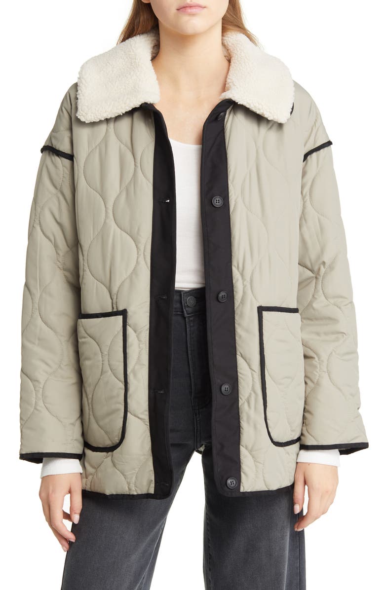 VERO MODA Reese Emerson Fleece Collar Quilted Jacket, Main, color, 