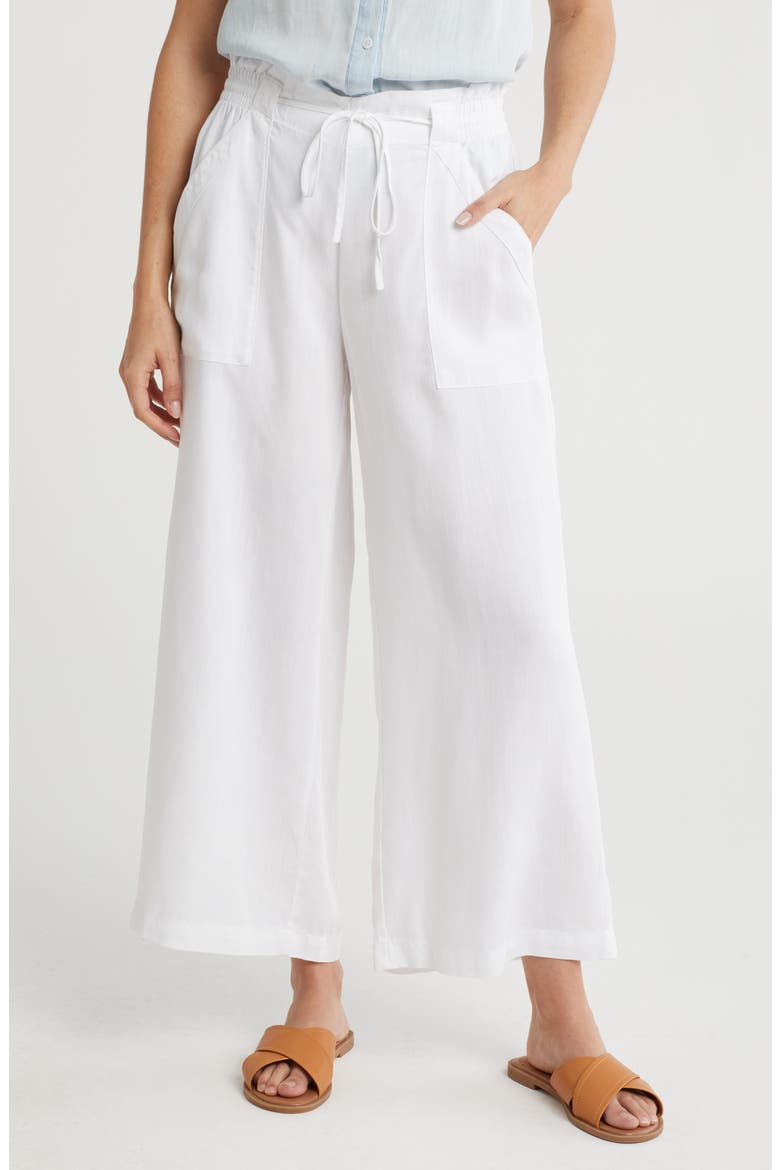 Tie Waist Wide Leg Pants, Main, color, WHITE