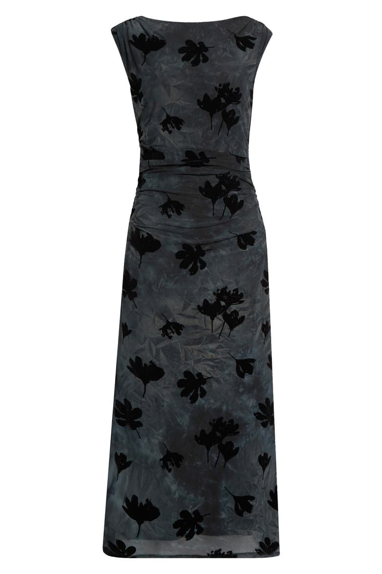 Tionne Burnout Midi Dress, Alternate, color, TEAL BLACK