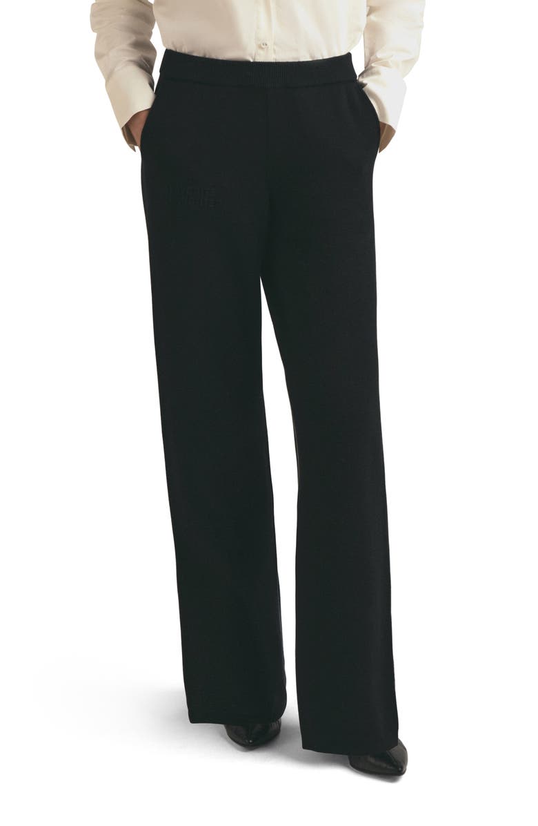 Favorite Daughter Fatigue Sisters Cotton & Cashmere Wide Leg Sweater Pants, Main, color, Black