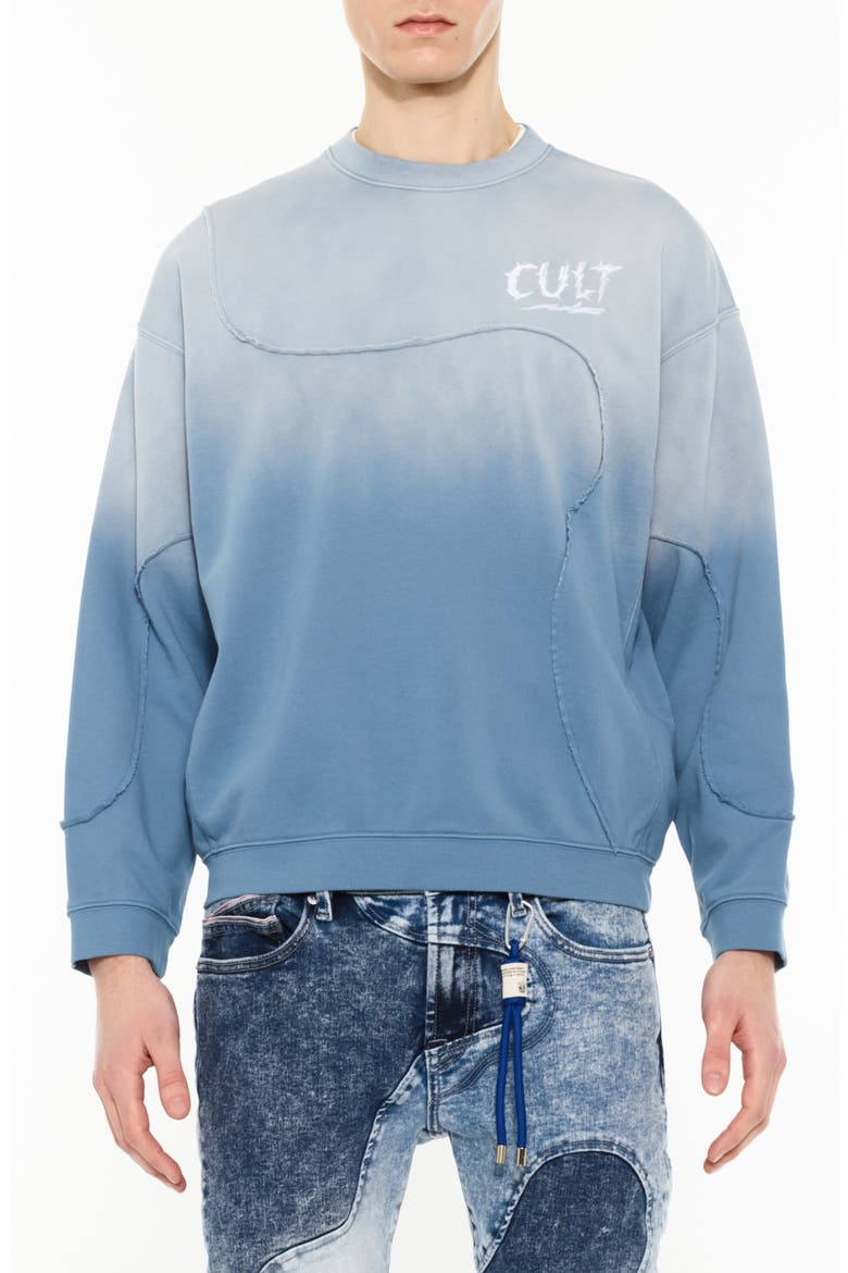 Pieced Dip Dye Sweatshirt, Main, color, BLUE STEEL
