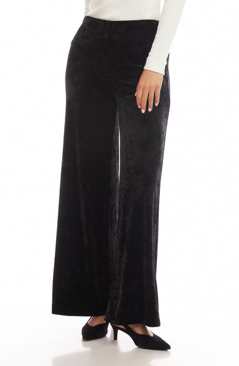 Karen Kane Crushed Velvet Ankle Wide Leg Pants, Main, color, Black