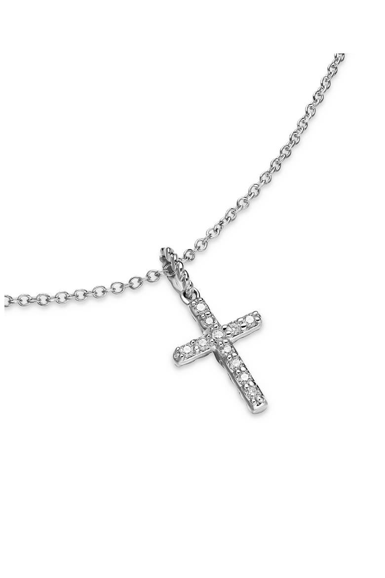 Cable Collectibles Cross Necklace with Diamonds in 18K Gold, Alternate, color, SILVER