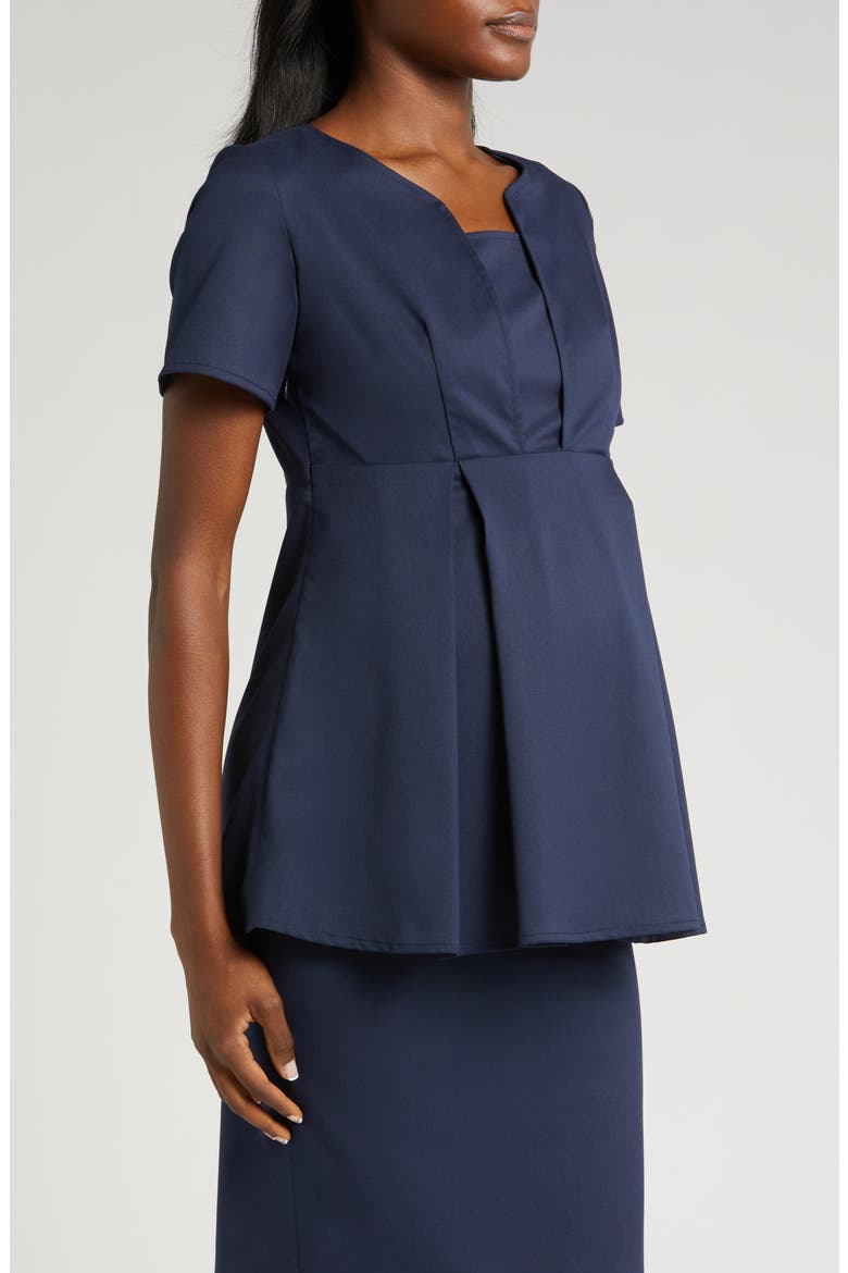 Short Sleeve Suit Materinty Top, Alternate, color, NAVY BLUE