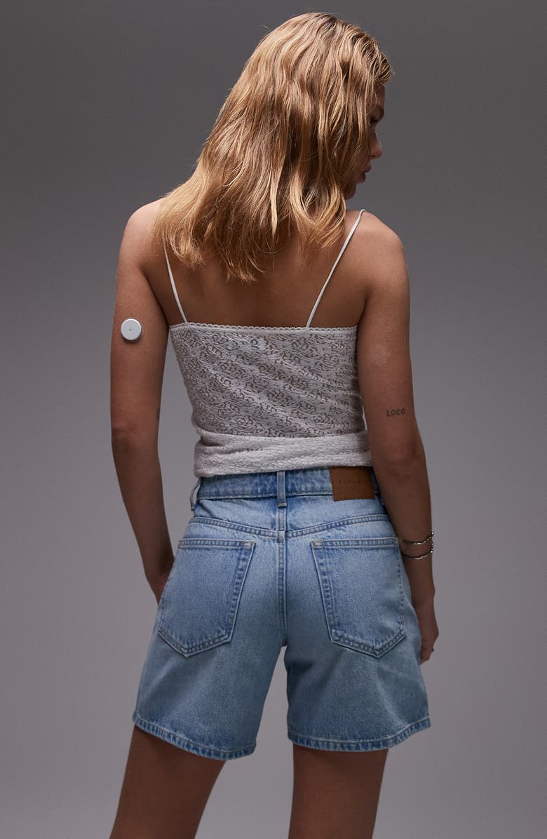 Editor High Waist Mid Thigh Denim Shorts