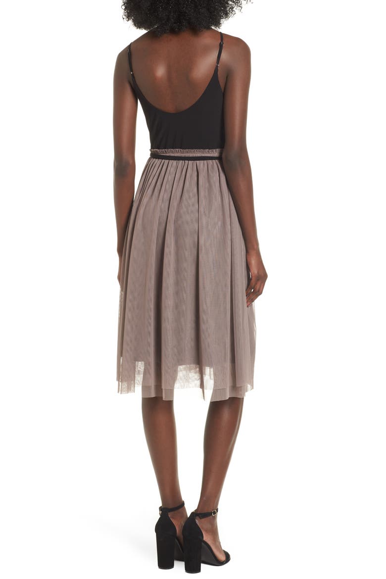 Mixed Media Midi Dress, Alternate, color, TAN DUSK