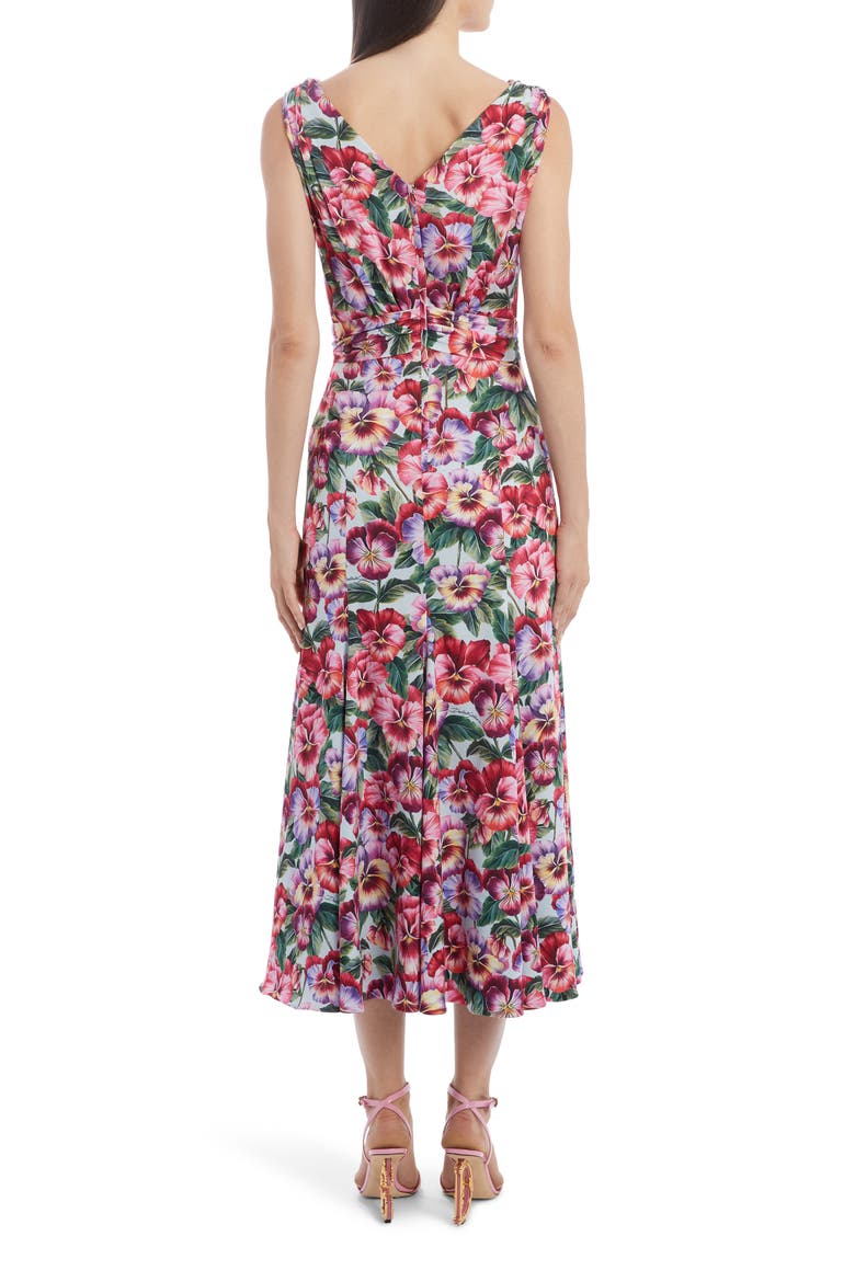 Floral Stretch Silk Charmeuse Midi Dress, Alternate, color, PINK PANSY