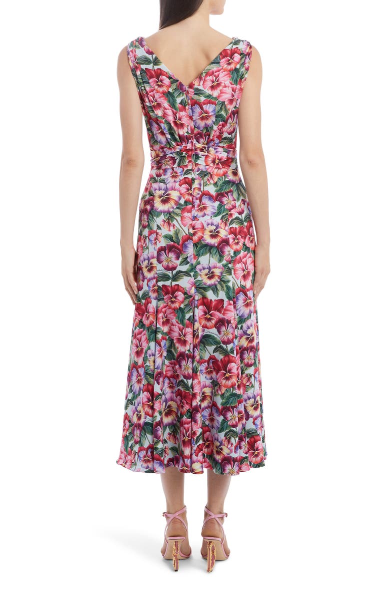 Dolce&Gabbana Floral Stretch Silk Charmeuse Midi Dress, Alternate, color, 