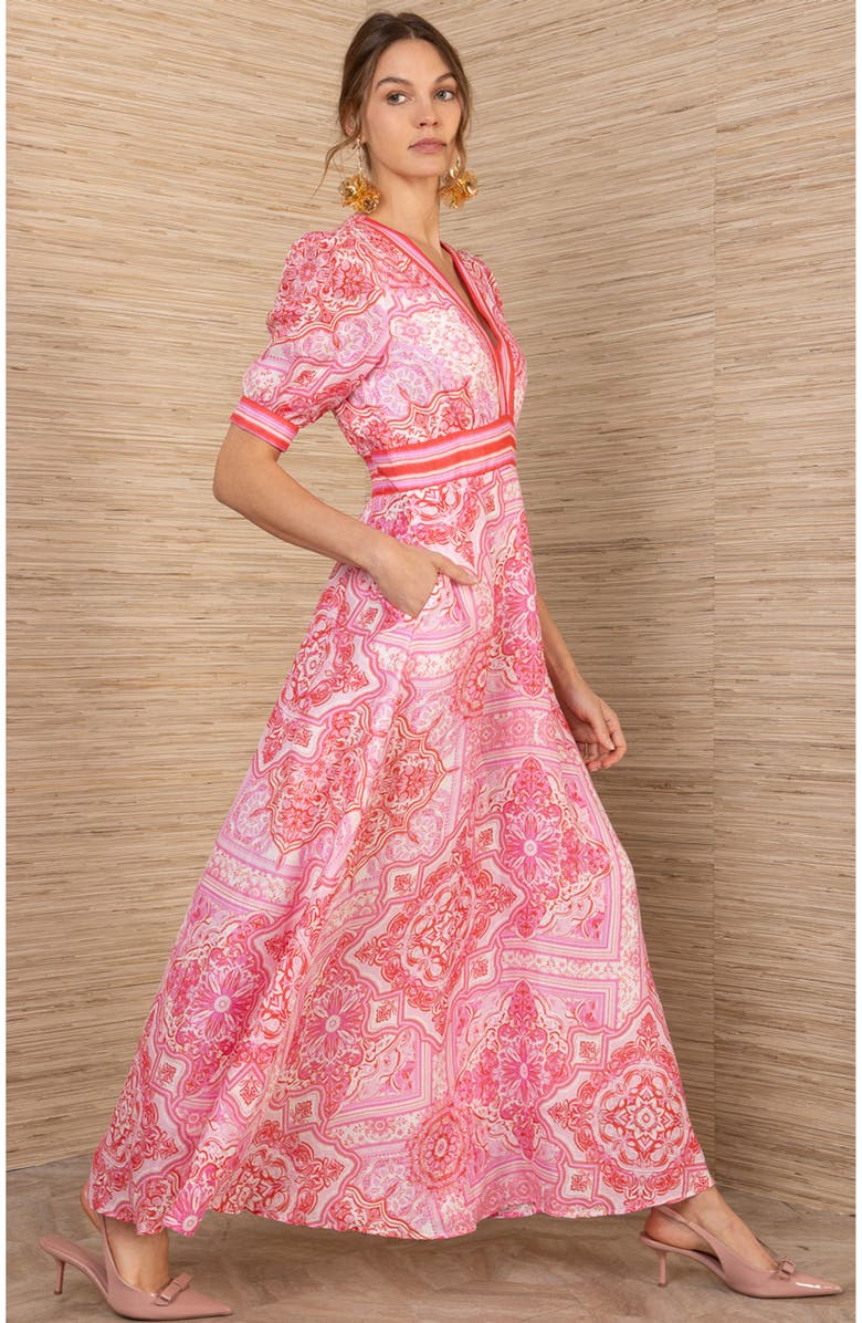 Hale Bob Ginevra Linen Maxi Dress, Alternate, color, Red