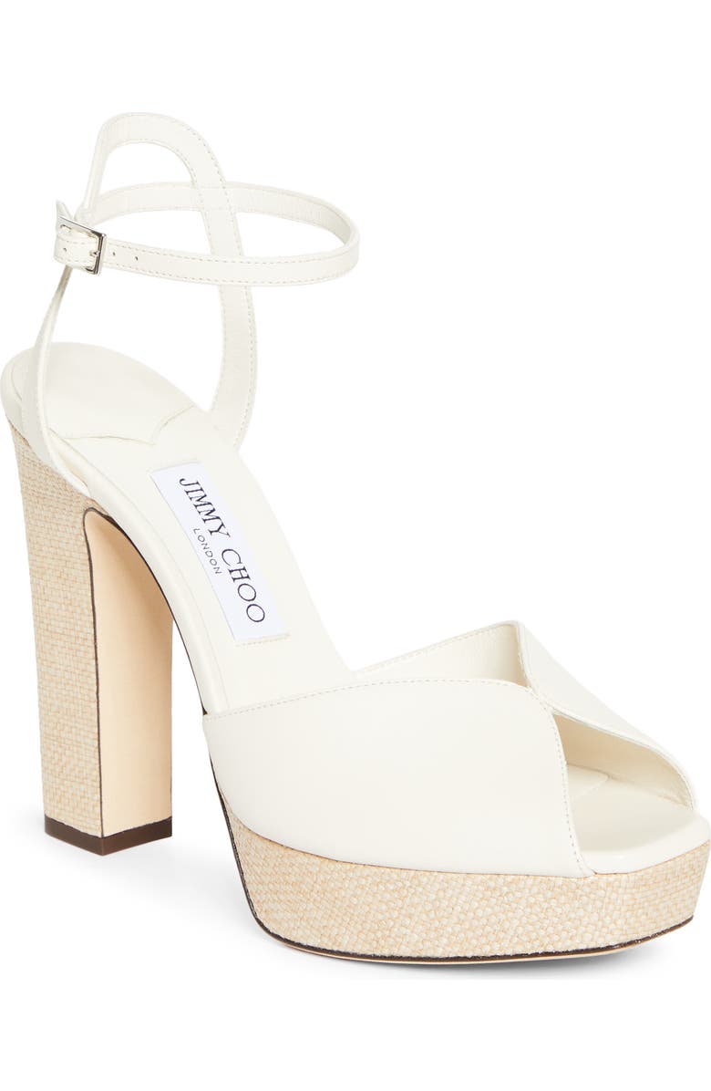 Jimmy Choo Sacaria Ankle Strap Platform Sandal, Main, color, Latte Mix