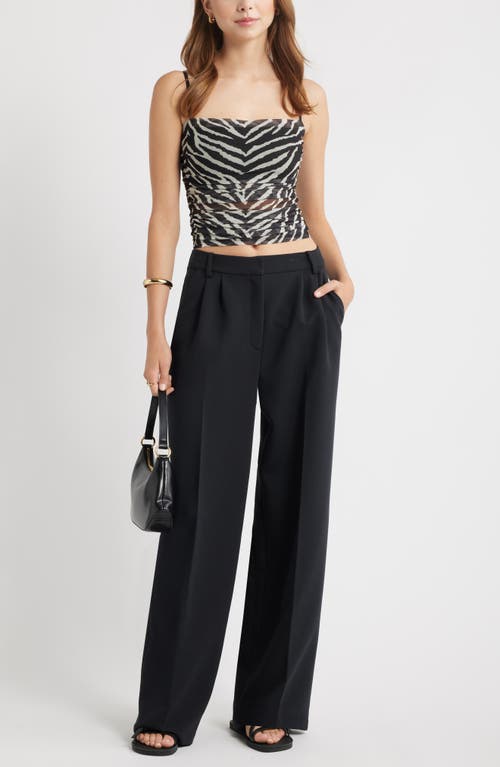 Open Edit Ruched Mesh Camisole In Black