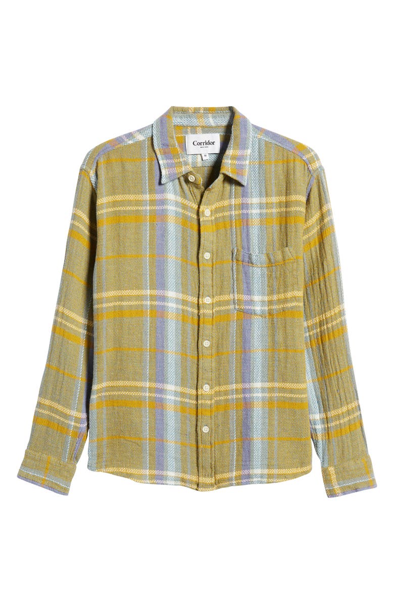 Corridor Acid Plaid Cotton Button-Up Shirt, Alternate, color,