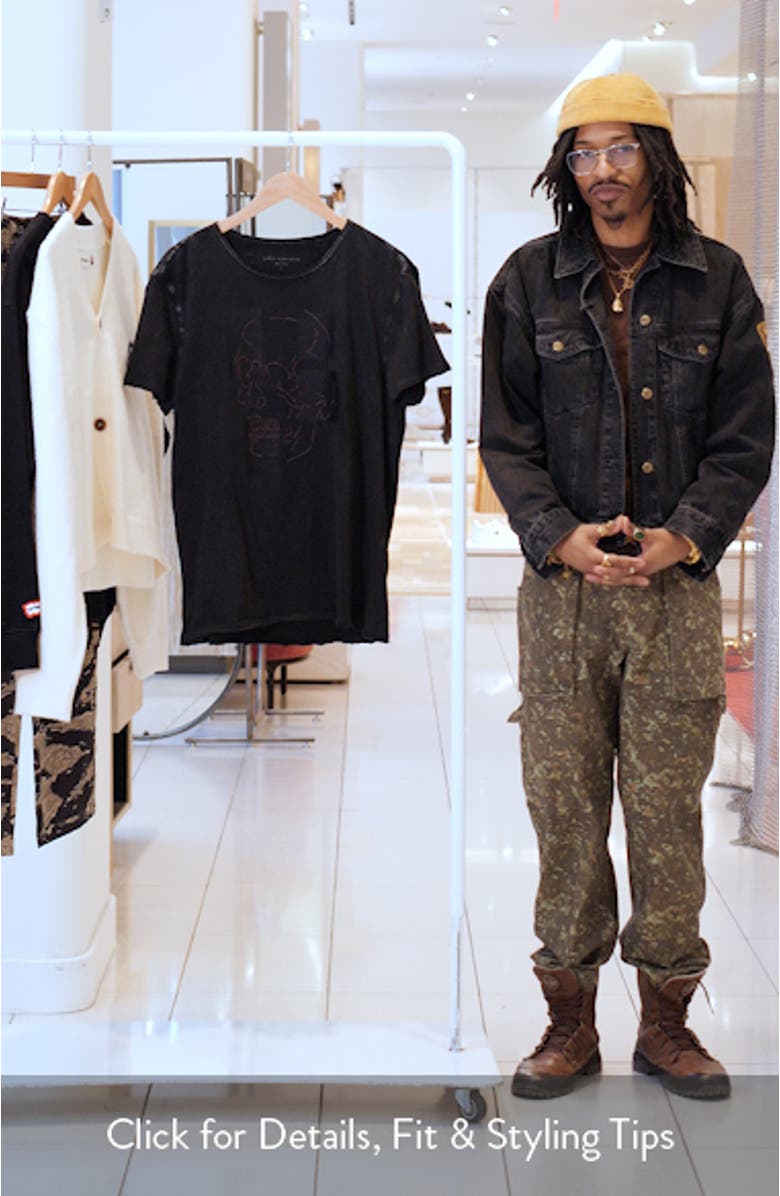 Skull Tiles Raw Edge Graphic T-Shirt, sales video thumbnail