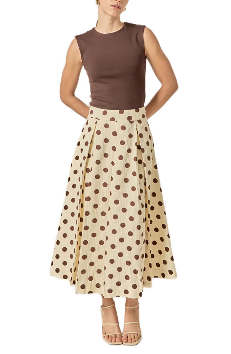 English Factory Polka Dot A-Line Midi Skirt, Alternate, color, Cream