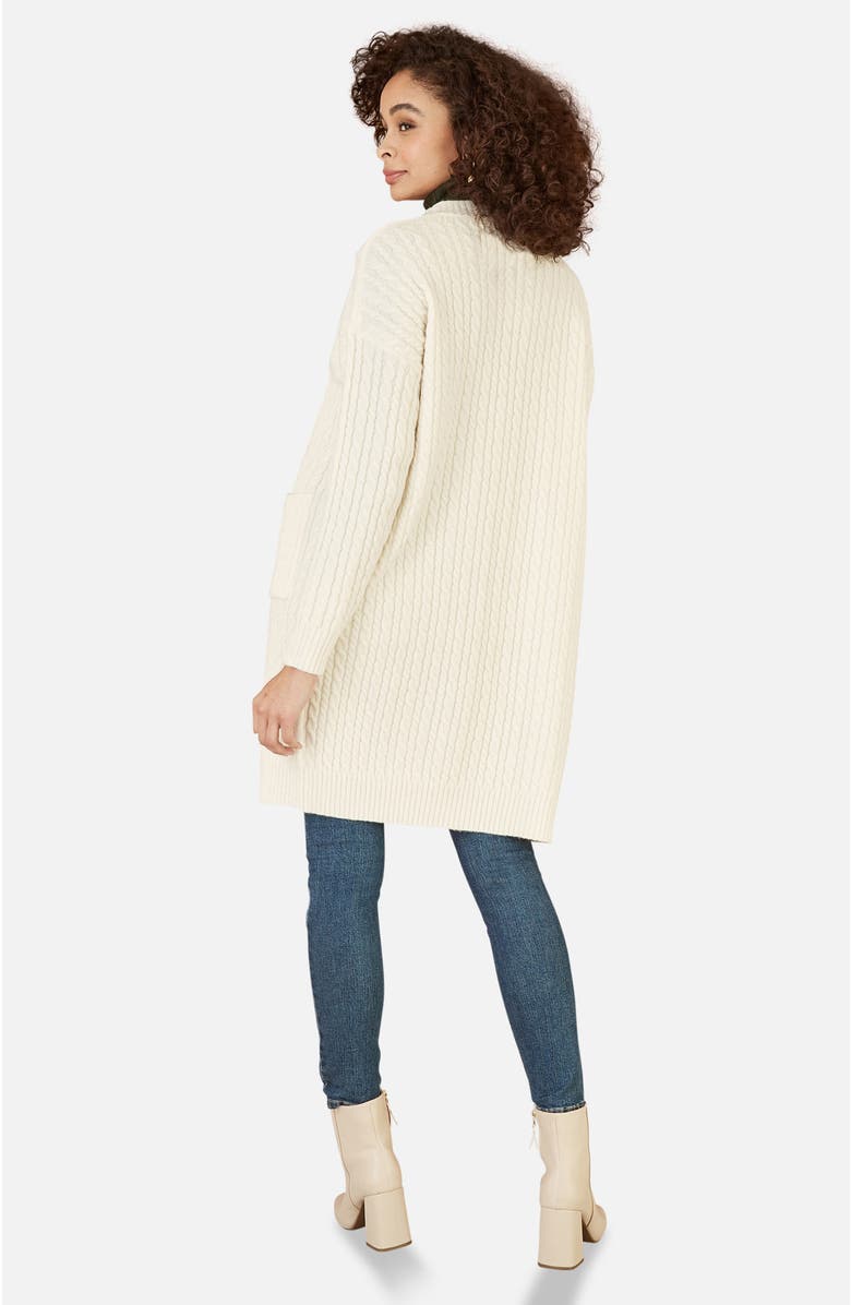 Yumi Cable Knit Long Sleeve Long Cardigan, Alternate, color, Ivory