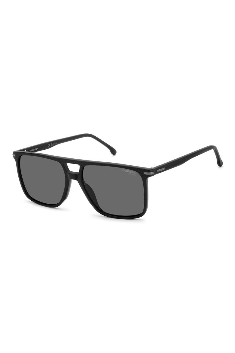 59mm Polarized Navigator Sunglasses, Alternate, color, MATTE BLACK/ GREY PZ