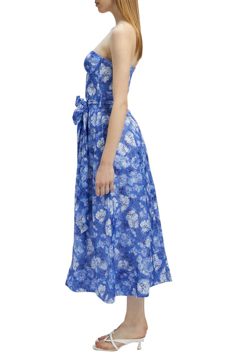 Bardot Vibrant Strapless Floral Midi Dress, Alternate, color, 