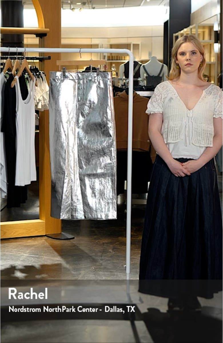 Metallic Faux Leather Midi Skirt, sales video thumbnail