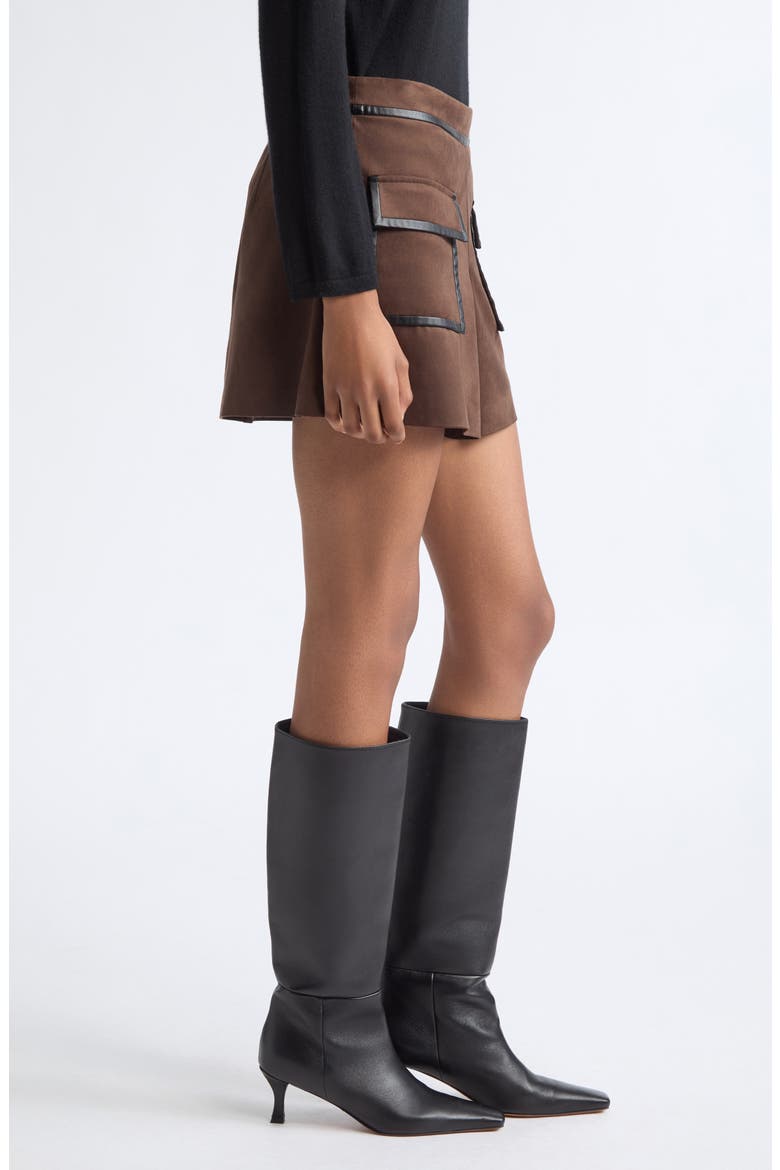 Tess Faux Suede Miniskirt, Alternate, color, HERITAGE BROWN