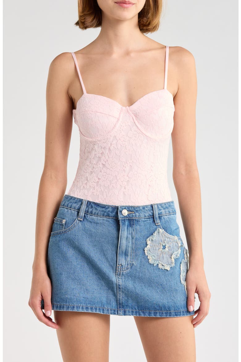 Laryna Lace Bodysuit, Alternate, color, PINK