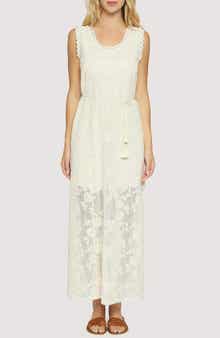 Lost + Wander Fiorenza Embroidered Tie Belt Maxi Sundress