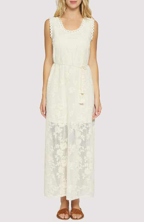 Lost + Wander Fiorenza Embroidered Tie Belt Maxi Sundress