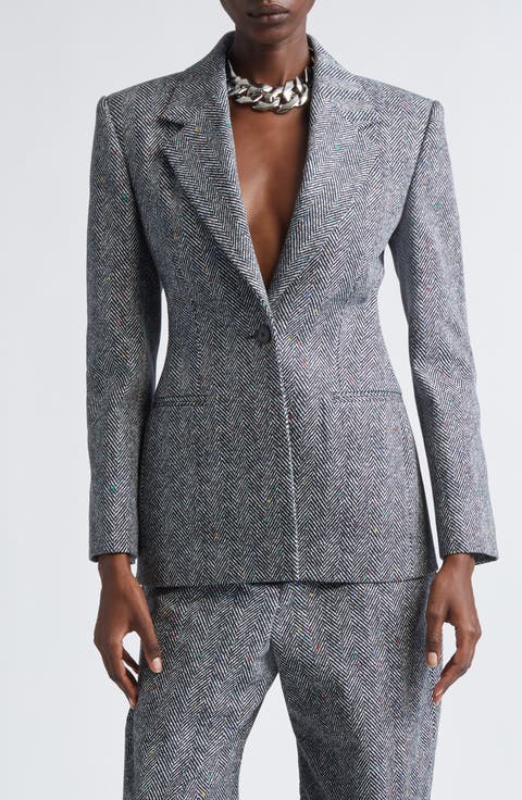 Single Breasted Herringbone Blazer