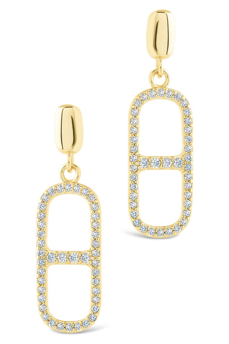 Sable Cubic Zirconia Anchor Link Drop Earrings, Main, color, GOLD