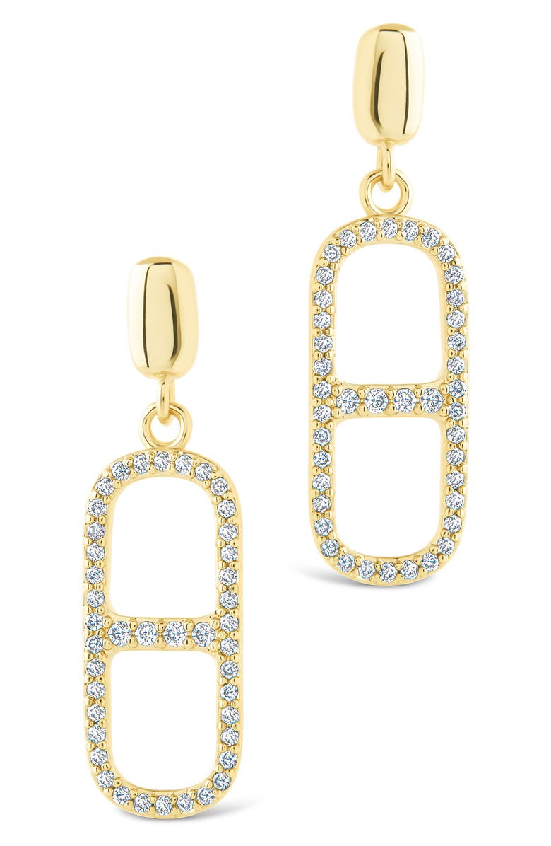 Sterling Forever Sable Cubic Zirconia Anchor Link Drop Earrings, Main, color, Gold