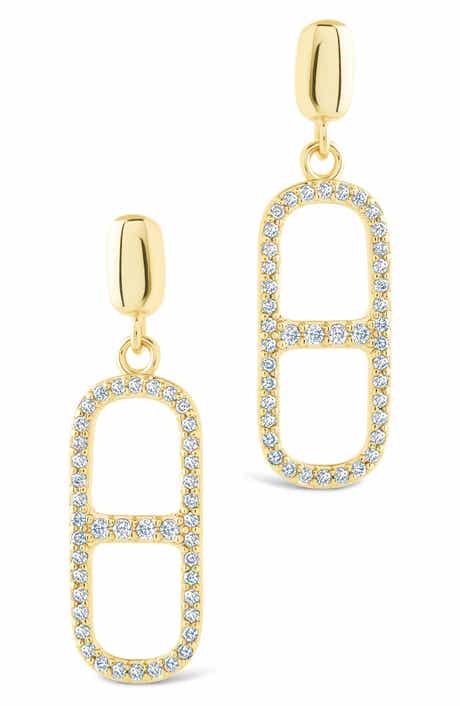 Sterling Forever Sable Cubic Zirconia Anchor Link Drop Earrings