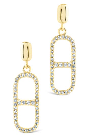 Sterling Forever Sable Cubic Zirconia Anchor Link Drop Earrings In Gold