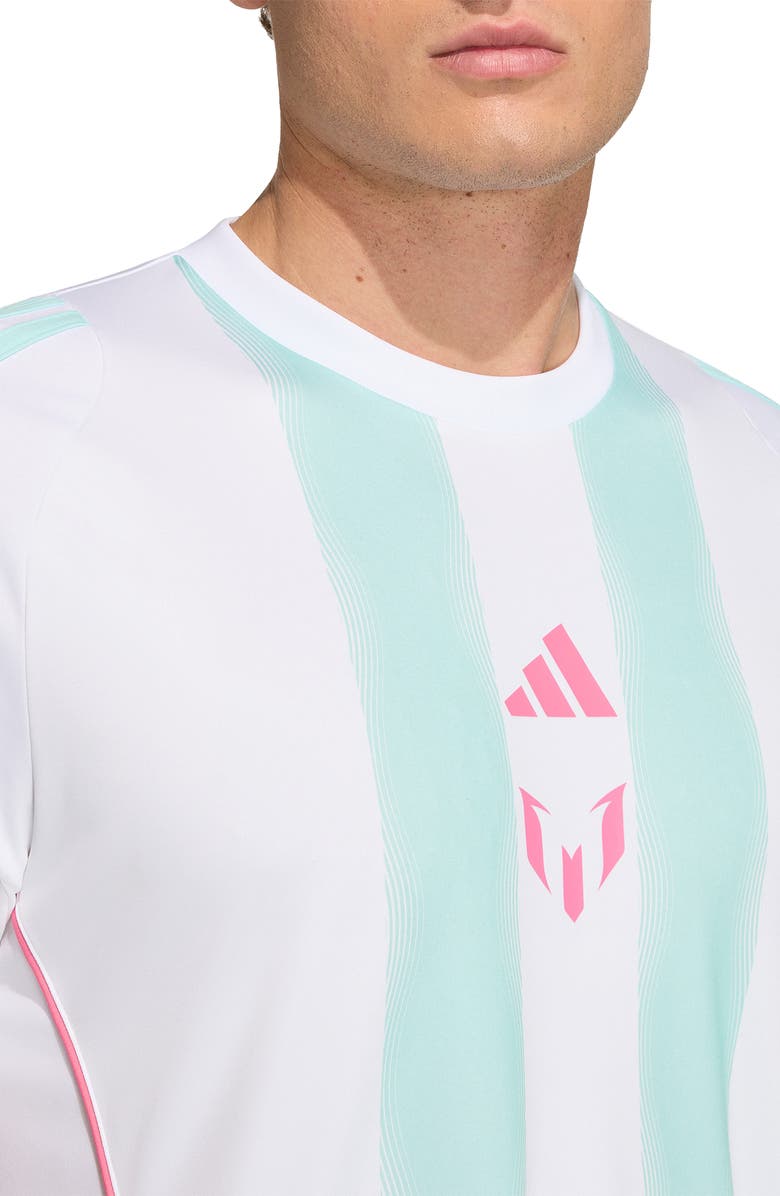 adidas Messi Performance Training Jersey, Alternate, color, White/ Semi Flash Aqua