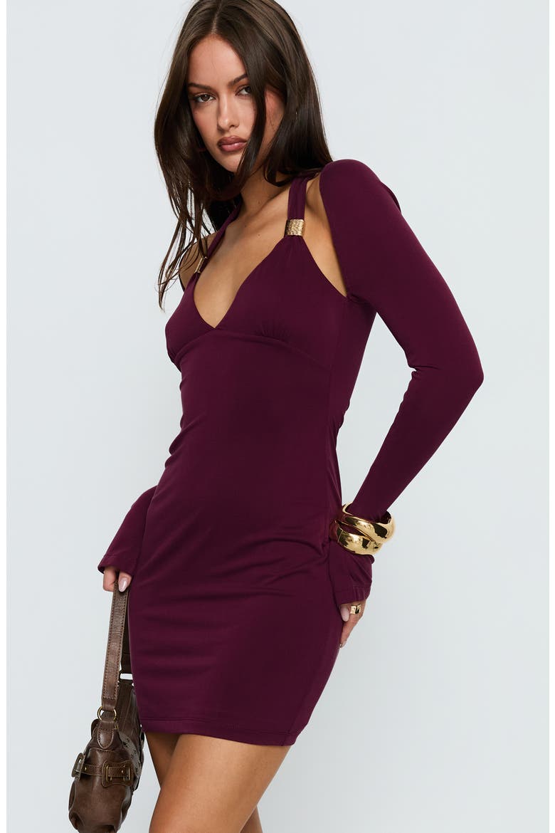 Leviva Long Sleeve Layered Minidress, Alternate, color, PURPLE